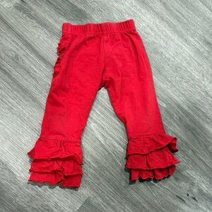 Ruffle Butts Bright Red Ruffle Hem Knit Pants